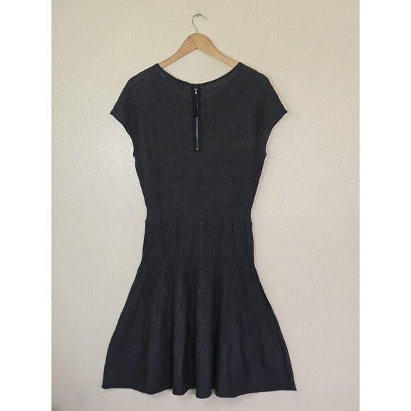 LOFT Wool Blend Knit Sweater Dress Womens Medium Pleated Fit Flare Drop Waist - Picture 5 of 8